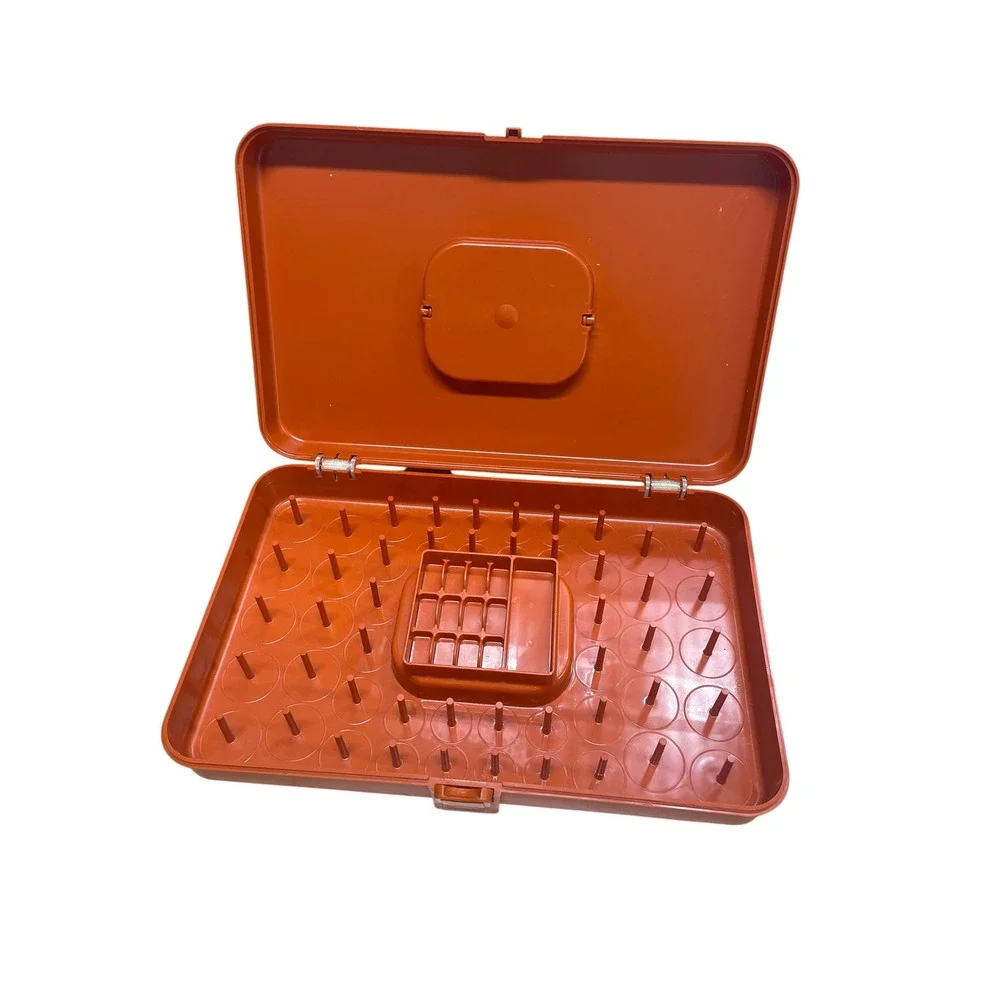 Wil-Hold Sewing Caddy Bobbin Spool Organizer Vintage Orange Plastic USA Made